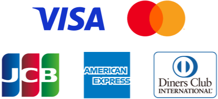 VISA、master card、JCB、AMERICAN EXPRESS、DinersClub
